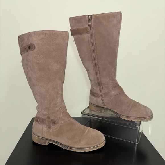 Naturalizer N5 Comfort Knee High Suede Riding Boots 8W Wide Calf Brown Lug Sole - Picture 1 of 7